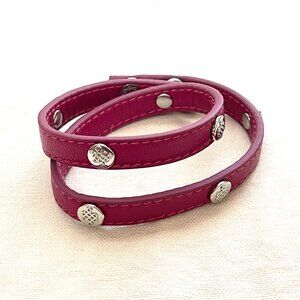 Lulu Avenue Wrap Bracelet Madrid Pink Leather Silver